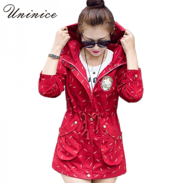 2017 New And Fashion Hot Selling Leisure Female Printing Jacket Women Coat Windbreaker Long Sleeve Spring Jacket 4E1389