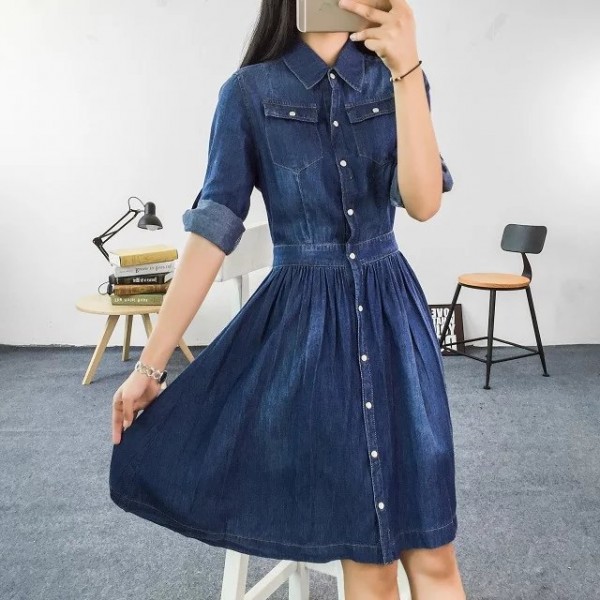 2017 New Arrival Quality Plus Size Women's Clothes, Female Fashion Casual 4XL Denim Dress Elegant Slim Jeans Dresses With Belt