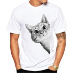 2017 New Arrivals Sneaky Cat Men T Shirt Cute Cat Printed t-shirt Short Sleeve Casual Basic Tops Cool Tee Shirts