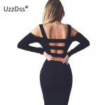 2017 New Backless Off Shoulder Autumn Dress Sexy Club Bandage Dress Midi Women Dress Black Bodycon Summer Party Dress Vestidos