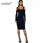 2017 New Backless Off Shoulder Autumn Dress Sexy Club Bandage Dress Midi Women Dress Black Bodycon Summer Party Dress Vestidos