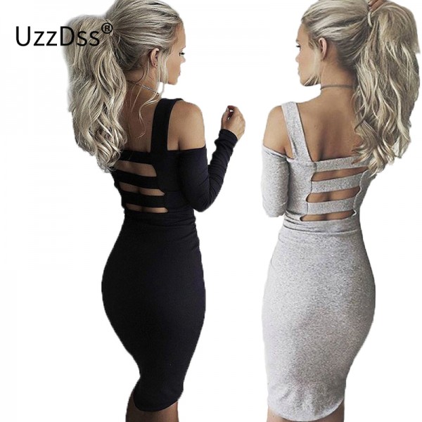 2017 New Backless Off Shoulder Autumn Dress Sexy Club Bandage Dress Midi Women Dress Black Bodycon Summer Party Dress Vestidos