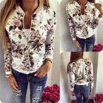2017 New Bomber Jacket Print Flowers Women White Souvenir Jacket Coat Casual Baseball Jacket Sukajan Zipper chaquetas mujer