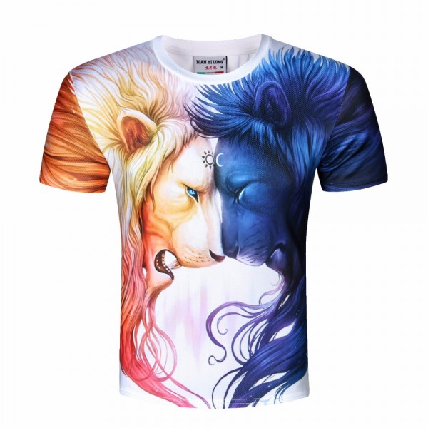 2017 New Brand Clothing Fashion Harajuku Men/Women T-shirt 3D Print White Lion/Light Bulb Hip Hop Brand T Shirt Summer Tops Tees