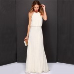 2017 New Casual Summer Sexy Off Shoulder Maxi Women Evening Party Dress Black White Vintage Long Beach Boho Chiffon Dresses