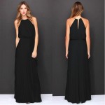2017 New Casual Summer Sexy Off Shoulder Maxi Women Evening Party Dress Black White Vintage Long Beach Boho Chiffon Dresses