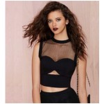 2017 New Club Fitness Black Sexy Crop Top Bustier Short Slim Vest Camis Women Tops Hollowout Summer Party Tank Tops