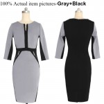 2017 New Fall Women Half Sleeve Zipper Slimming Stretchy Knee-Length Dress Ladies Wear to Work Pencil Dresses Plus S-XXL