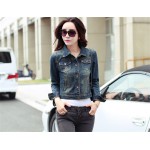 2017 New Fashion Spring Autumn Short Jackets Women Long Sleeve Slim Denim Jacket Ladies Single Breasted Casual Jeans Jacket Coat