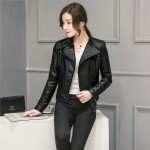2017 New Fashion Spring Autumn Women Brand Faux Soft Leather Jackets Pu Black Blazer Zippers Coat Motorcycle Outerwear &Rivet