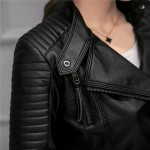 2017 New Fashion Spring Autumn Women Brand Faux Soft Leather Jackets Pu Black Blazer Zippers Coat Motorcycle Outerwear &Rivet