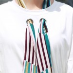 2017 New Fashion Women Casual T-Shirt Summer Short Sleeve O-Neck Shirt Loose Elegant Top Tees With Multicolor Scarf