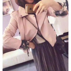 2017 New Fashion Women Motorcycle PU Leather Jackets Female Autumn Short Epaulet Zippers Coat Hot Black White Yellow Outwear