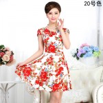 2017 New Fashion Women Summer Milk Silk Dress Short Sleeves Vintage Printed Flower Print sundress Casual sexy bodycon Dresses