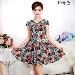 2017 New Fashion Women Summer Milk Silk Dress Short Sleeves Vintage Printed Flower Print sundress Casual sexy bodycon Dresses