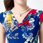 2017 New Fashion Women Summer Milk Silk Dress Short Sleeves Vintage Printed Flower Print sundress Casual sexy bodycon Dresses