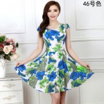 2017 New Fashion Women Summer Milk Silk Dress Short Sleeves Vintage Printed Flower Print sundress Casual sexy bodycon Dresses