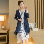 2017 New Free Shipping National Printing Ink Feng Shui Dress Long Art Style Women Dress Cotton Linen Folk Casual Loose