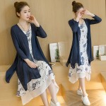 2017 New Free Shipping National Printing Ink Feng Shui Dress Long Art Style Women Dress Cotton Linen Folk Casual Loose