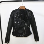 2017 New Hot Women Motorcycle Leather Jackets S-XL Lady Long Sleeve Streetwear Faux Soft Leather Coat