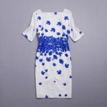 2017 New Kate Middleton Dress  Floral Print Party Dress Women Elegant Square Collar Basic OL Dresses Woman Work Dress NP-CL165