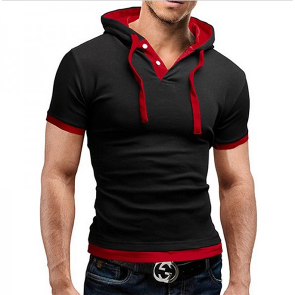 2017 New Men Tshirt Hooded Tees Hot Sale Summer Cool Design T-Shirt Homme Fitness Fashion Brand Clothing Male T Shirt Plus