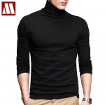 2017 New Men fashion t shirt tees Slim Tops New stretch t shirt turtleneck long sleeve size 6 coloros cotton Tees free shipping