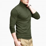 2017 New Men fashion t shirt tees Slim Tops New stretch t shirt turtleneck long sleeve size 6 coloros cotton Tees free shipping