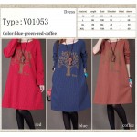 2017 New Mori Girls Style Embroidered Solid Color O-Neck Long Sleeved Loose Knee-Length Women Plus Size For Women Dress