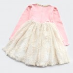 2017 New Spring Korean Style Girls Dress Cute Pears BowKnot Lace Longsleeves Princess Dress For Wedding And Party Kids Clothing 