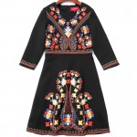 2017 New Spring Three Quarter Sleeve Slim O-neck Dress Women Casual A-line Embroidered Flowers Plus Size Vintage Dress Vestidos