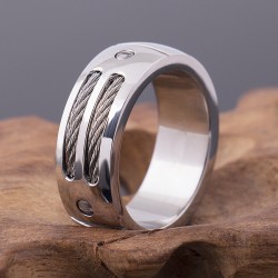 2017 New Stainless steel wedding ring Men's Stainless Steel Ring Unique Cables and Screw Design For Gentlemen Size 6#-15#