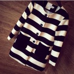 2017 New Style Spring & Autumn Women Outerwear Striped Printed Jacket Slim Casual Coat