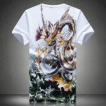 2017 New Summer Men's Short Sleeve T Shirt Chinese Style Dragon Print Mens T Shirt High Quality Mens Casual Cotton Top Tee Shirt