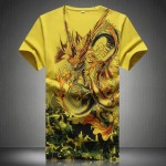 2017 New Summer Men's Short Sleeve T Shirt Chinese Style Dragon Print Mens T Shirt High Quality Mens Casual Cotton Top Tee Shirt