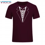 2017 New Summer Novelty Men T Shirts Tuxedo Tees Retro Tie Funny Fashion print Cotton T-shirt Plus Size XS-XXL 