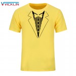 2017 New Summer Novelty Men T Shirts Tuxedo Tees Retro Tie Funny Fashion print Cotton T-shirt Plus Size XS-XXL 