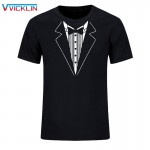 2017 New Summer Novelty Men T Shirts Tuxedo Tees Retro Tie Funny Fashion print Cotton T-shirt Plus Size XS-XXL 