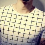 2017 New Summer Plaid Print T Shirt Men Short Sleeve O-Neck T-Shirts Slim Fit Tops Tees Casual T-shirt Men Plus Size M-5XL