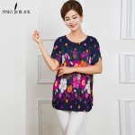 2017 New Summer Plus Size Women T Shirt Roupas Femininas Blusas Tops Women Short Sleeve Bats Tees Women Clothing  Print T-Shirt