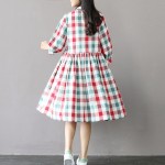 2017 New Summer Style Casual Loose High Waist Plaid Dress Cotton Plus Size Women Clothing Mori Girl Female Princess Dress Robe