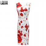 2017 New Summer Women Dresses Elegant Slim Dress Package Hip Pencil Vestidos Floral Printed midi Dress Sexy Bodycon Robe DR2159