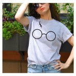 2017 New T Shirt Women Lightning Glasses Funny Printed Design Short Tee Shirt US Standard Plus Size S-4XL