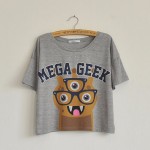 2017 New T-shirts Tops Summer Fox Mega Geek Letter Loose Cotton Print Short Sleeve Crop Femme Casual Harajuku T Shirt Women