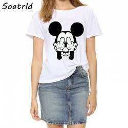 2017 New T-shirts Women Plus Size Top Fashion Short Sleeve Female T shirts Naughty Mouse Print  O-neck Women's T-shirt