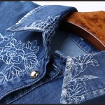 2017 New Vintage Denim Dress Embroidered Flower Cowboy Slim Women's Dresses Short Sleeve Office Vestidos