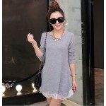 2017 New Woman A-line dress Girl Spring Solid Slim Lace dress Lady Comfortable full sleeve Sky blue vestidos multi color