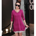 2017 New Woman A-line dress Girl Spring Solid Slim Lace dress Lady Comfortable full sleeve Sky blue vestidos multi color