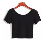 2017 New Women Best Sell U neck Sexy Crop Top Ladies Short Sleeve T Shirt Tee Short T-shirt Basic Stretch T-shirts