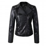 2017 New Women Leather Jackets Fashion Female Rivet Winter Motorcycle Brand Coat Outwear Drop Shipping
